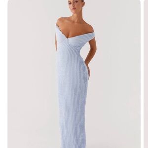 Peppermayo Chantelle Light Blue Knit Maxi Dress